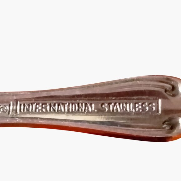 International Serving Fork Stainless Steel Floral Handle Vintage - Picture 7 of 8